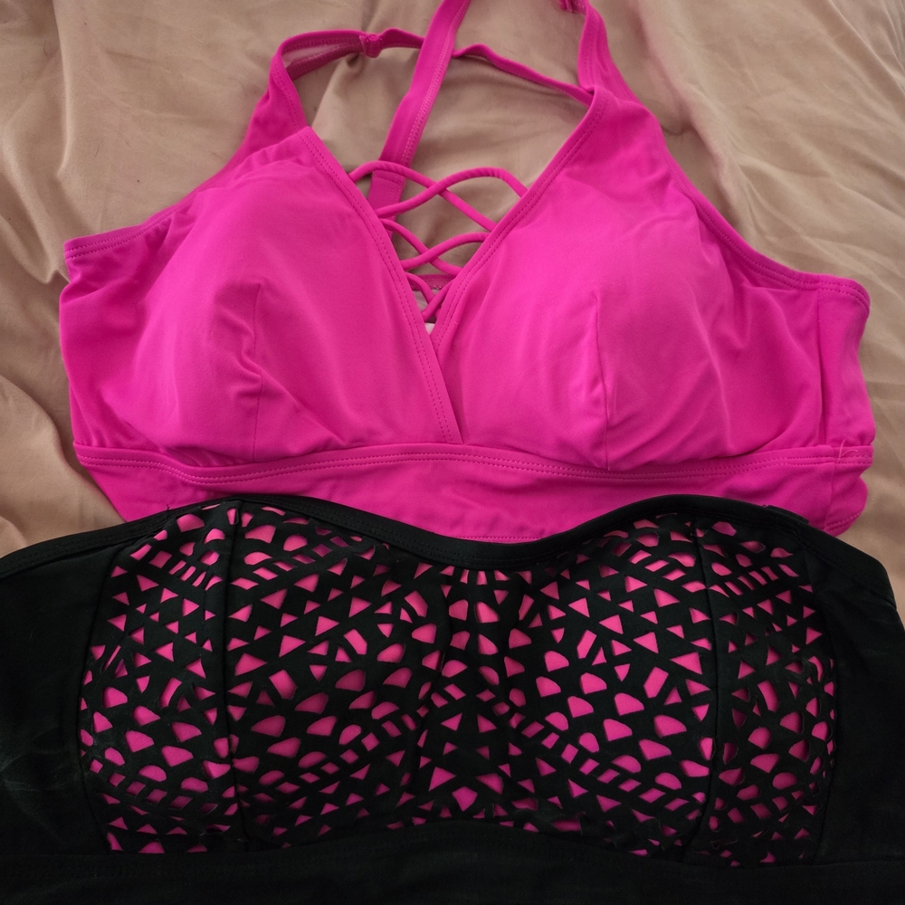 Pink and Black Torrid Swim Tops